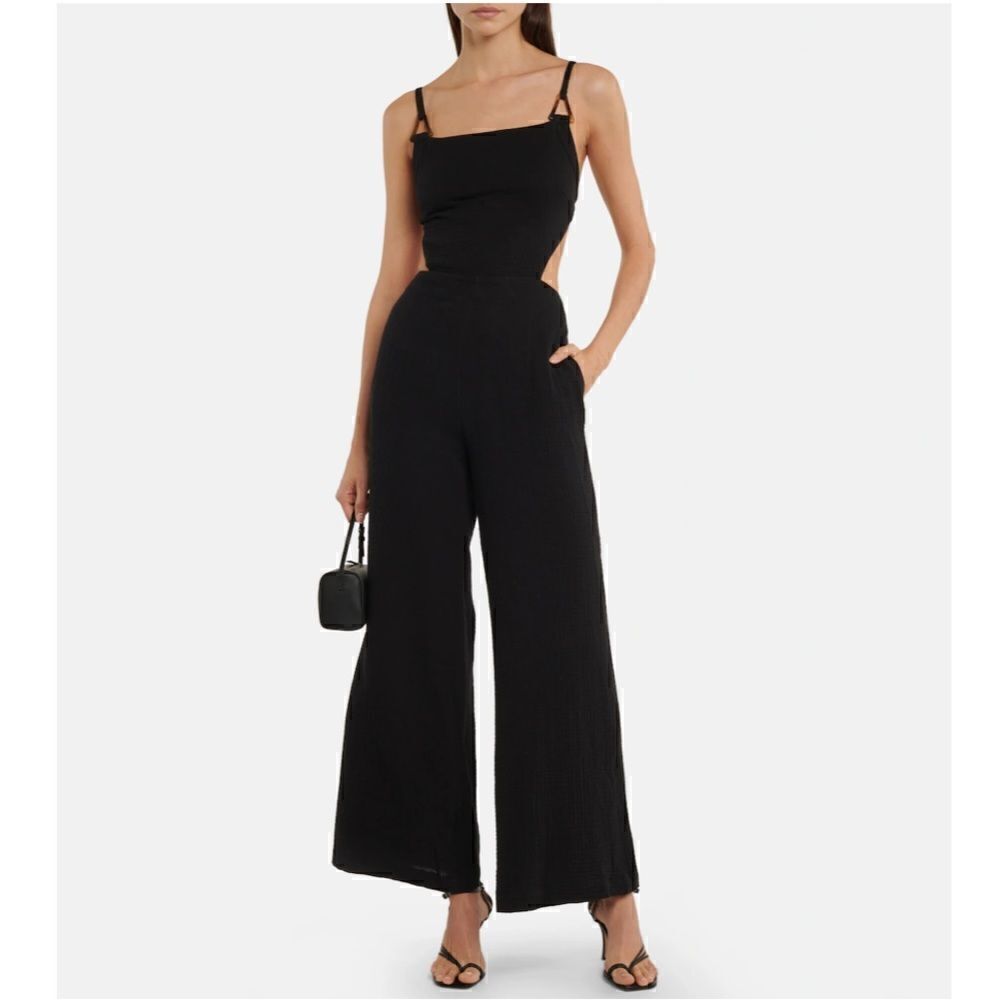 NWT JONATHAN SIMKHAI Mabel Cotton Cutout Jumpsuit XS Black